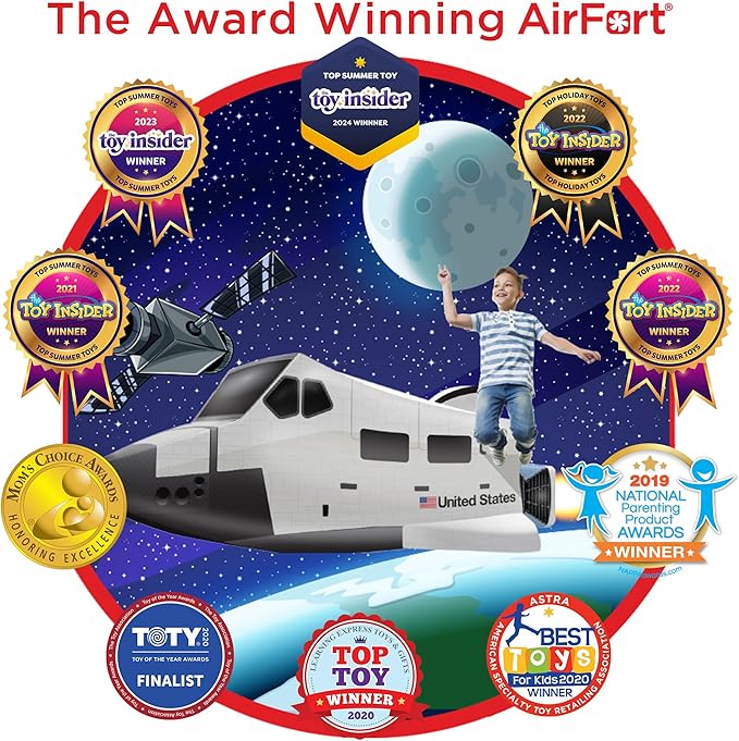 The Original Patented AirFort - Build A Fort in 30 Seconds, Inflatable Fort for Kids, Play Tent for 3-14 Years, A Playhouse Where Imagination Runs Wild, Fan not Included (Space Shuttle)