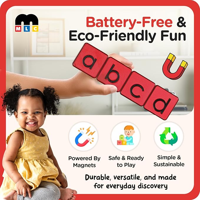Learn Your Lowercase! Self-Correcting Magnetic Alphabet Lowercase Letters – Helps Young Learners Learn The Basics and More – Educational Toy Set of Magnetic Letters for Early Learning