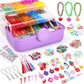 18500+ Bracelet Making Kit Rubber Band, 26 Colors Rubberband Bracelet Kit with 3 Layer Container Includes Glow-in-The-Dark Rubber Bands, Bracelet Making Refill Kit Birthday Gift for Kids(Purple)