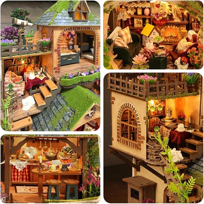Miniature House Kit, Dollhouse Kit, Miniature Kit, DIY Mini House Building Kit for Adult, Forest Adventure