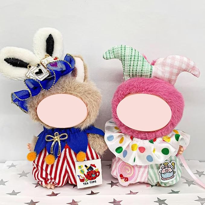 Joker Cosplay Outfit Bundle for Labubu 4.0 (Mini Size Dolls 10cm), Bunny Clown and Poker Carnival Clothes Set, Costume Dress-up for Halloween Party (No Doll Included) (2-Set Bundle)