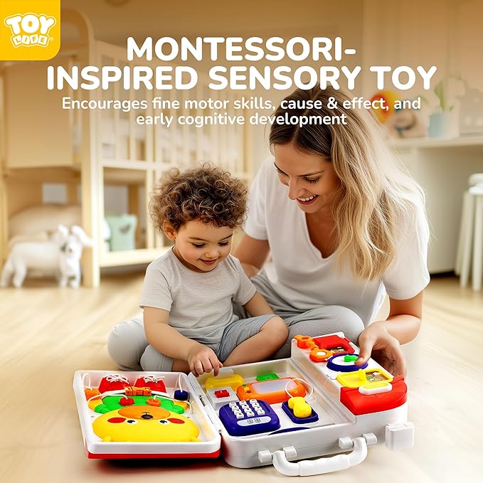 TOY Life Montessori Busy Board for 1-2 Year Old, 20‑in‑1 Baby Musical Toddler Toys, Fine‑Motor & Early Educational Baby Montessori Toys for Toddler 1‑3 Year Old Boys Girls Birthday Gift