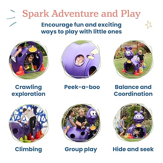 ECR4Kids ELR-12511 Indoor/Outdoor Peek-A-Boo Caterpillar Climbing Play Structure for Kids, Purple