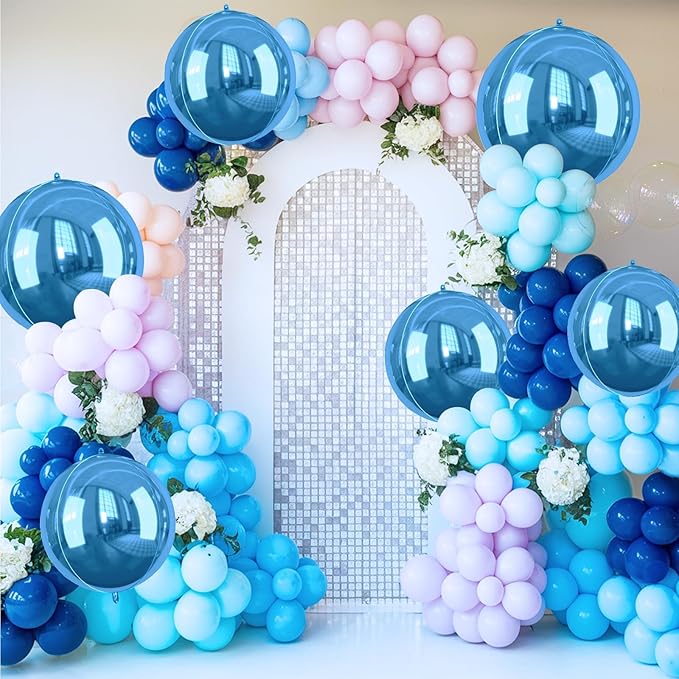 Blue Giant 4D Foil Balloons, 6 Pcs Large Dark Blue Metallic Round Balloons, 22 Inch Big Round Foil Balloon for Graduation Prom Birthday Party Baby Shower Wedding Decorations