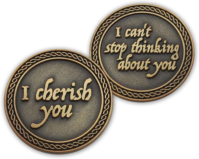 Bulk Set of 10 Romantic Love Expression Coins, I Cherish You, I Can't Stop Thinking About You, Anniversary Pocket Tokens for Date Night, Love Gift for Men & Women, from Him or Her