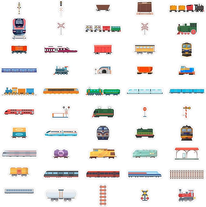 BulbaCraft 100 Pcs Train Stickers & Decals - Train Party Favors - Gifts for Women & Men