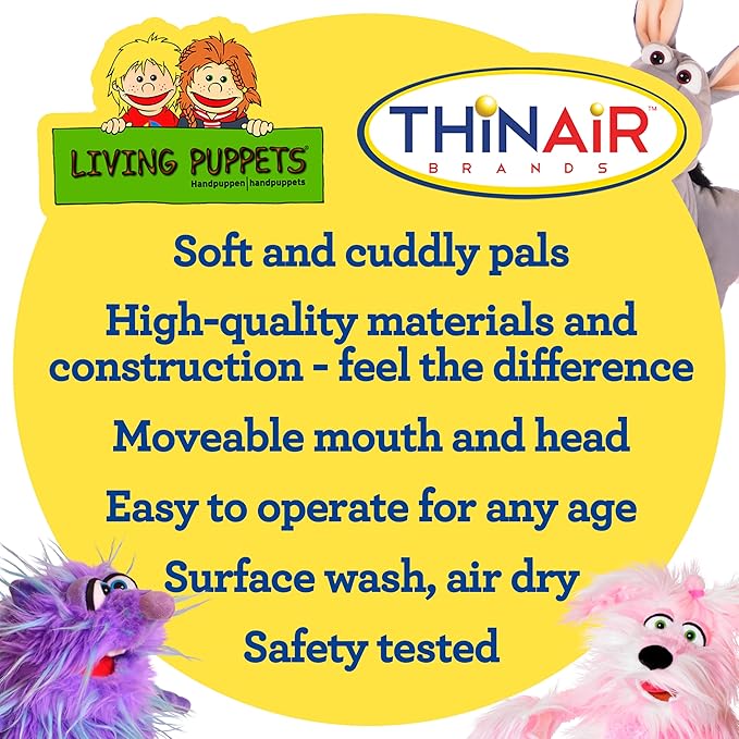 Living Puppets 9-Inch Plush Friendly Monster Hand Puppet - Fine European Design, Ultra-Soft and Cuddly, Promotes Child Development, Safety Certified, Teacher-Recommended for Boys and Girls