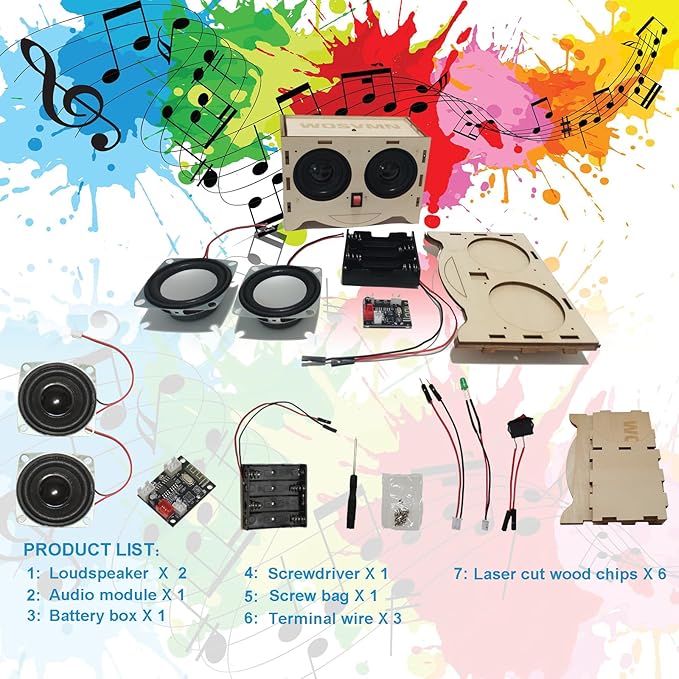 Craft Kit - DIY Bluetooth Speaker Kit, Build Personalized Wood Case Speaker Set, Learning STEM Gifts for Teens