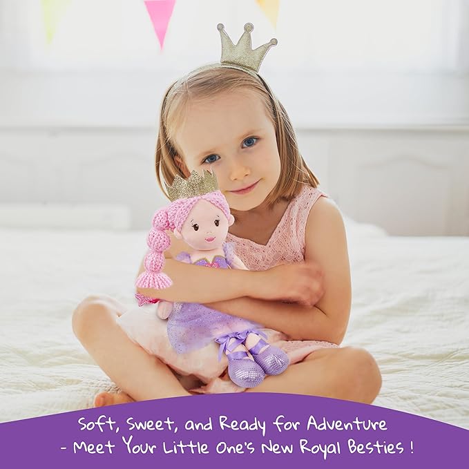 June Garden 12" Soft Baby Princess Doll Stella - Stuffed Cuddly Princess Plush Gifts for Toddler Girls - White Dress