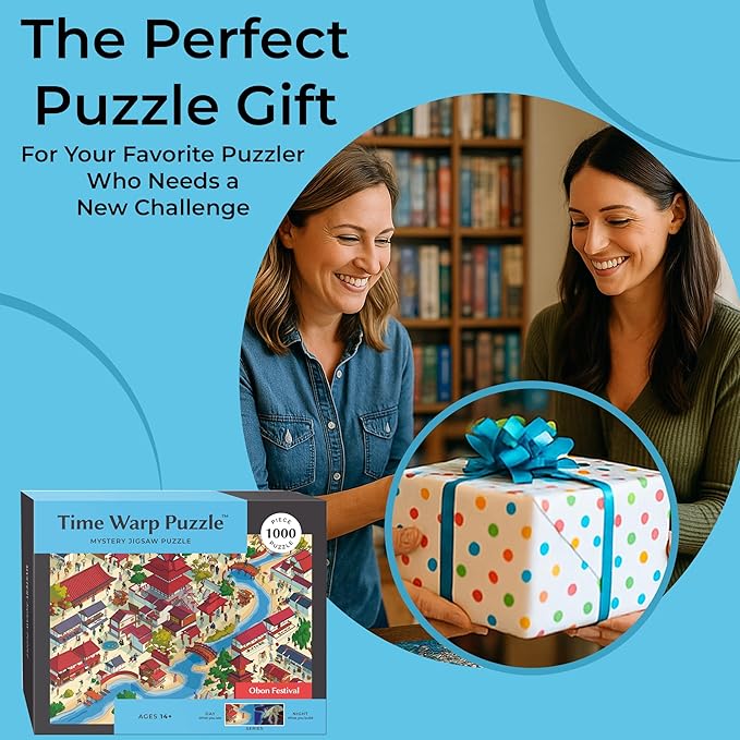 Time Warp Puzzle Mystery Jigsaw Puzzle 1000 Pieces for Adults Day Night Series - A Challenging, Difficult, Picture Changing Puzzle to Solve 26.625 x 19.25 in (Obon Festival)
