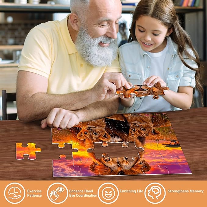 6 Packs 24 Piece Puzzle for Seniors, Alzheimer's & Dementia Activities, Easy Puzzle Alzheimer's Game, 6 Storage Bags