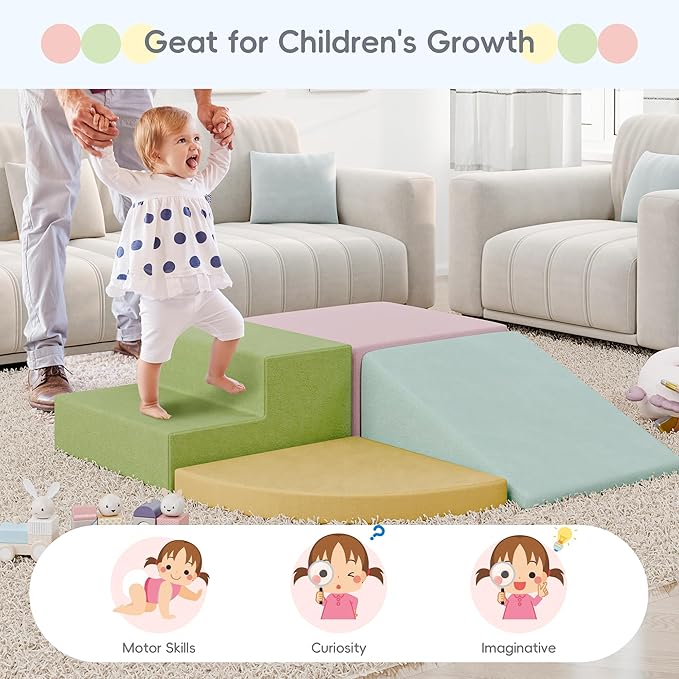 TOLEAD Large Baby Climbing Blocks 4pcs Climbing Toys for Toddlers - Ultra High Density Soft Foam Play Gym Equipment Easy Wash for Indoor Nursery