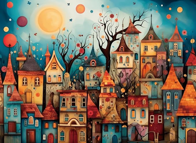 500 Piece Puzzles for Adults Dreamy Towns 20.5 x 15 Inch 500 Piece Jigsaw Puzzles for Kids Adults Puzzles 500 Pieces for Adults Holiday Educational Challenge Toy