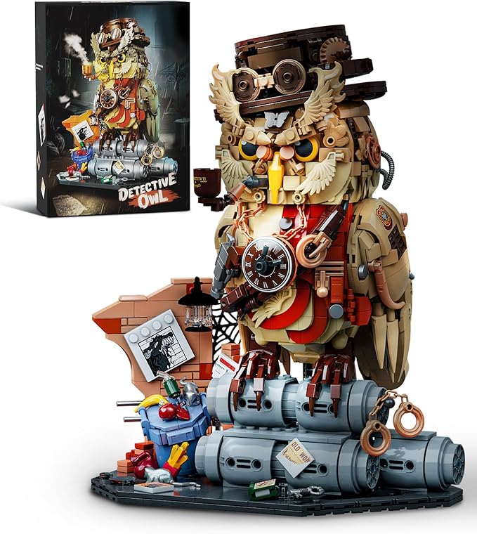 Detective Owl Building Set for Adults, Compatible with Lego Owl, 1286PCS Collection Model Creative Bird Building Toy, for Kids Boys Girls 8+