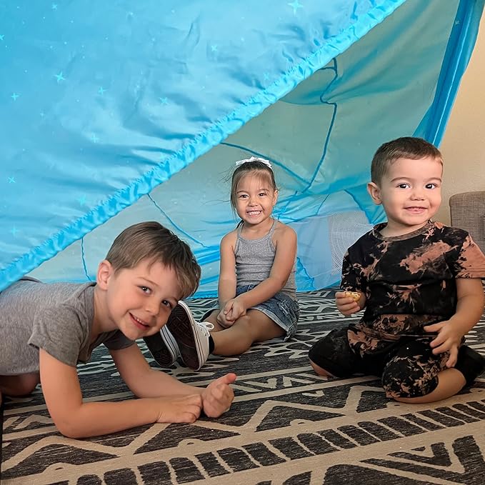 The Original Patented AirFort - Build A Fort in 30 Seconds, Inflatable Fort for Kids, Play Tent for 3-14 Years, A Playhouse Where Imagination Runs Wild, Fan not Included (Constellation)