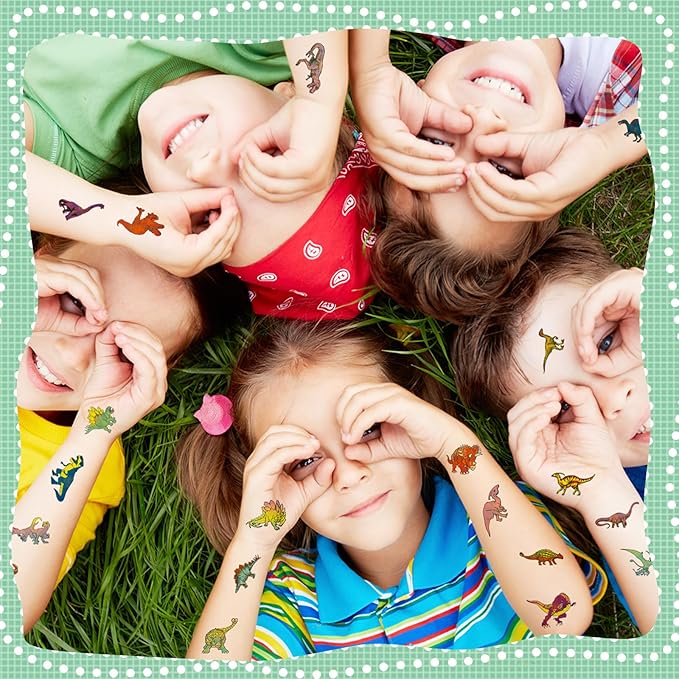Landhoow 240 Pcs Dinosaur Tattoos Temporary for Kids Glitter Face Tattoos Cool Body Sticker Costume Accessory for Adults Boys Girls Party Favor