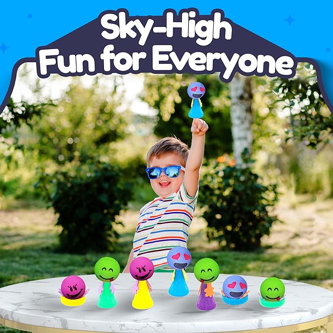 Liberty Imports 24 PCS Jumping Emoticon Popper Spring Launchers LED Light Up Toy Bouncy Party Favors Supplies and Goodie Bag Fillers for Kids, Toddlers (Light Up)