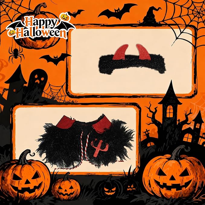 Halloween Doll Clothes for Labubu, Dolls Outfit Set for 17cm (6-6.7 inch) Dolls - Dress Up Set for Labubu Costumes & Accessories | Gift for Any Occasions | Doll Not Included (Halloween Devil)