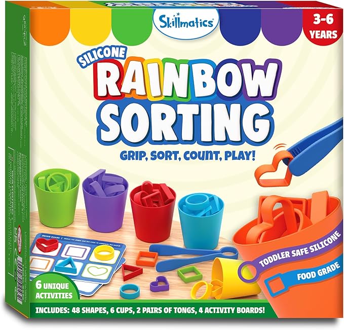 Skillmatics Silicone Rainbow Sorting Game - Learning & Educational Toy, Sorting, Counting & Sequencing Skills, for Toddlers & Preschoolers Ages 3, 4, 5, 6