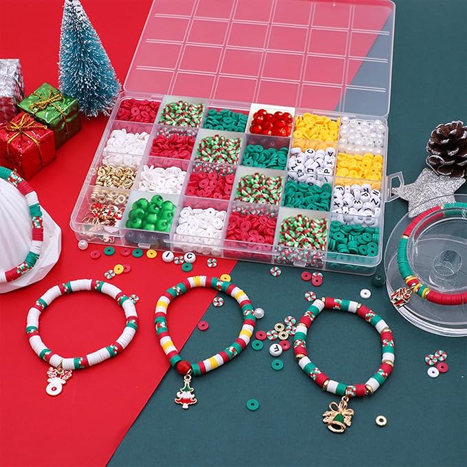 Ytuaebni Christmas Clay Beads Bracelet Making kit，2550 Christmas Charms Friendship Bracelet Necklace Earring for Necklace Jewelry Making Kit DIY Crafts Gift Supplies