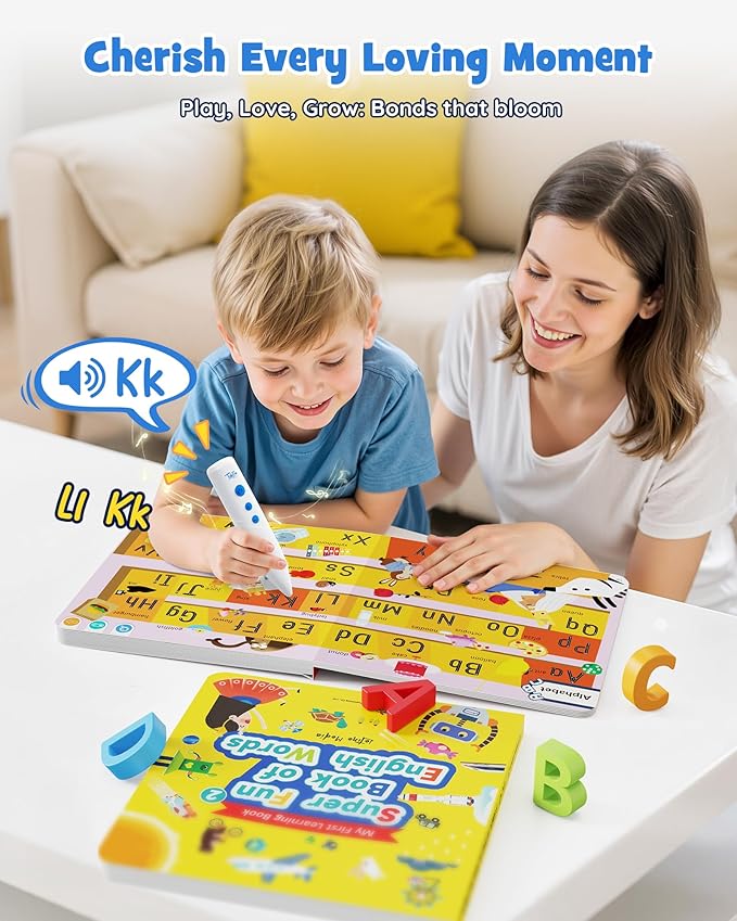 Talking Pen Books Sets, Interactive Audio Sound Books , Learning Electronic Toys for Toddlers Kids Age 1-4, Autism Sensory Games, Early Educational Birthday Gifts for Boys and Girls