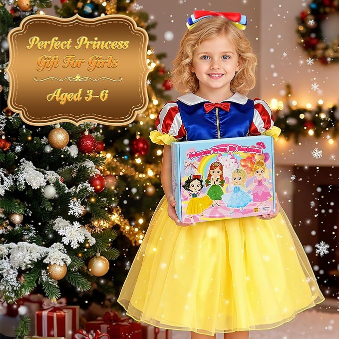 VGOFUN Princess Dress Up Clothes for Little Girls - Princess Dresses for Girls with Princess Toys Dress Up Costume Pretend Play Outfit Toddler Girls Gifts for Christmas Birthday Halloween Aged 3-6