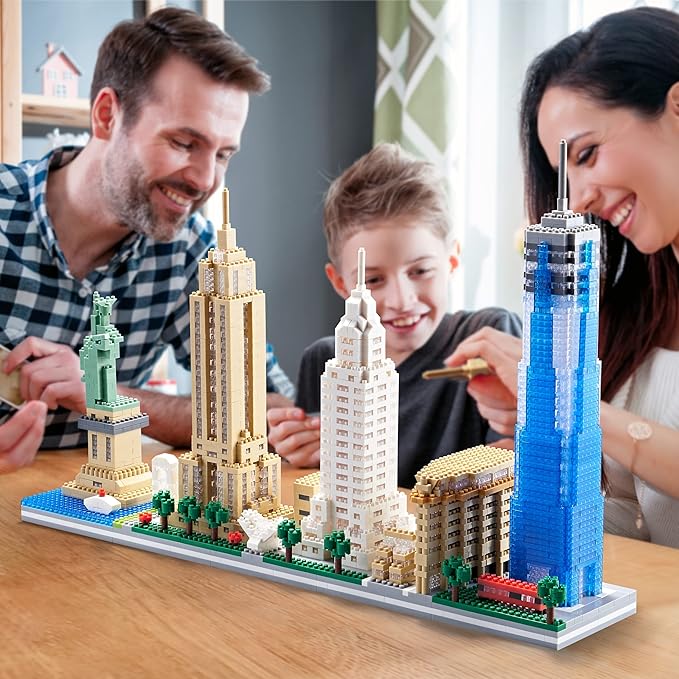 YaJie New York Skyline Micro Mini Blocks Building Set, Collection Model Kit - Detailed City Architecture Toy for Adults & Kids 14+（3452 Pcs）
