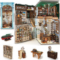 Book Nook Kit, DIY Dollhouse Booknook, Book Nook Miniature Kit for Bookshelf Insert Decor Crafts for Adults Teen Halloween, 3D Wooden Puzzle with Led Light (Hemingway House)