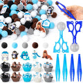 EZdhuawuse Winter Animals Sensory Bin Fillers - 267Pcs Winter Fine Motor Toys Colorful Counting Sorting Toys for Kids, Felt Polar Bear Sea Lion Pom Poms Cup Clip for Preschool Education Activities