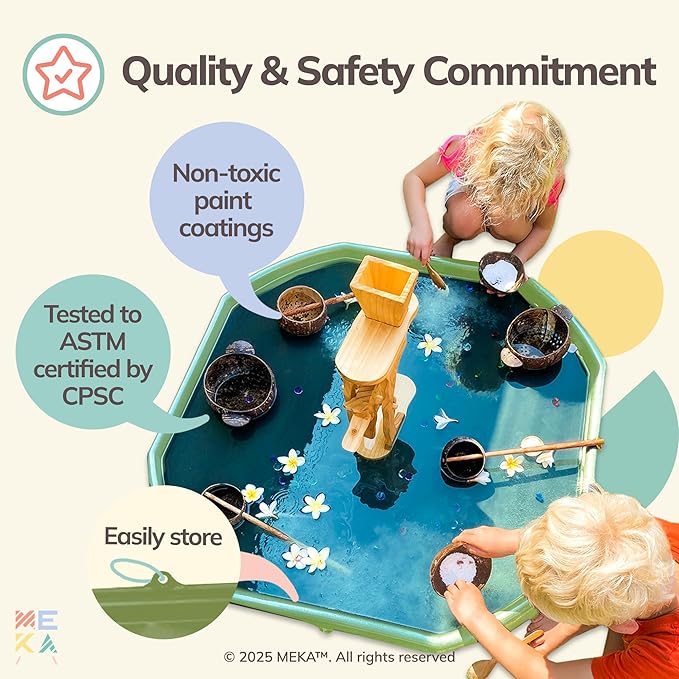 MEKA Tuff Tray for Sensory Play, Sensory Tray for Kids, Toddler Water Table, Tuff Spot Sensory Bin for Toddlers (Olive Green, Small (28" x 28"))
