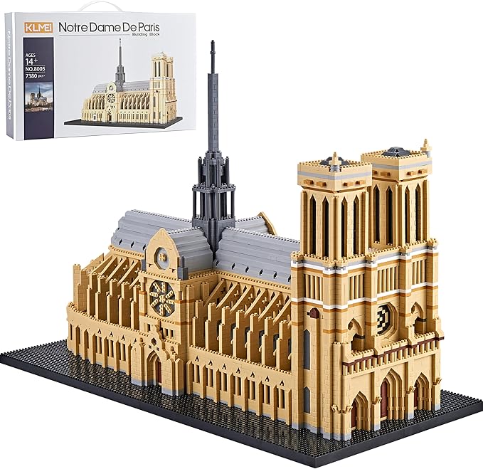 World Famous Architecture Micro Building Blocks Set Notre Dame De Paris 7380 PCS, Creative DIY Big Model Kit for Adults or Teens Ages of 14+