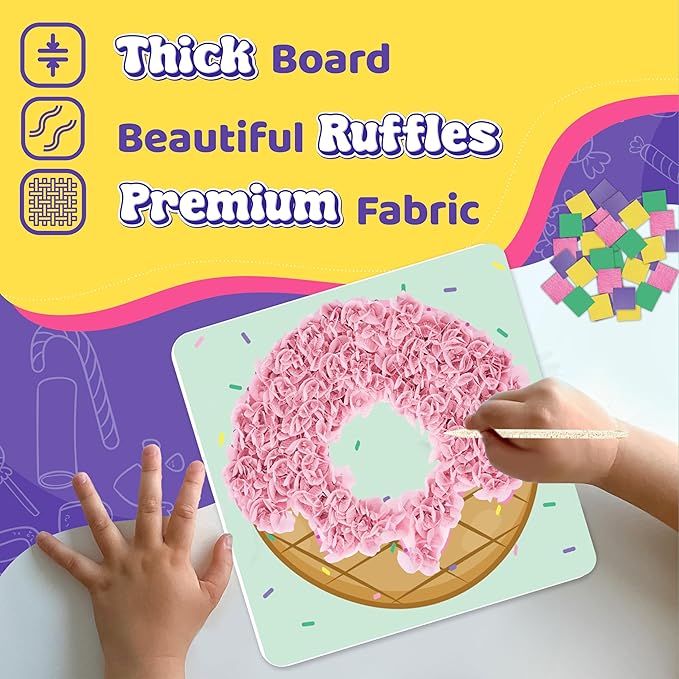 jackinthebox Poke Poke Art for Kids - Candyland Theme, Mess-Free Fabric Art and Craft, Flower Pressing Kits, Gift for Kids, Girl Gifts, DIY Activity Boy Gift, Toys for Girls and Boys Ages 4 5 6 7 8