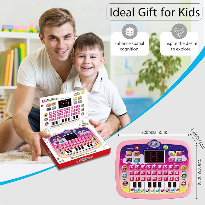 Wenbeier Kids Learning Tablet Toddler Tablet with LED Screen Teach Alphabet Numbers ABC Learning for Toddlers Electronic Learning Toy for Gifts for Boy Girl, Baby Toddler Ages 3 4 5 6