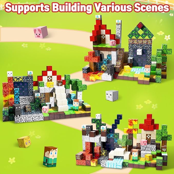 300PCS Magnetic Blocks for Kids, 0.8in Magnetic Building Block Toys for Boys Girls Age 3 4 5 6 7 8 9 10 Magnet Cubes Game Magnetic Tiles STEM Toys Christmas Birthday Gifts for Kids Toddlers