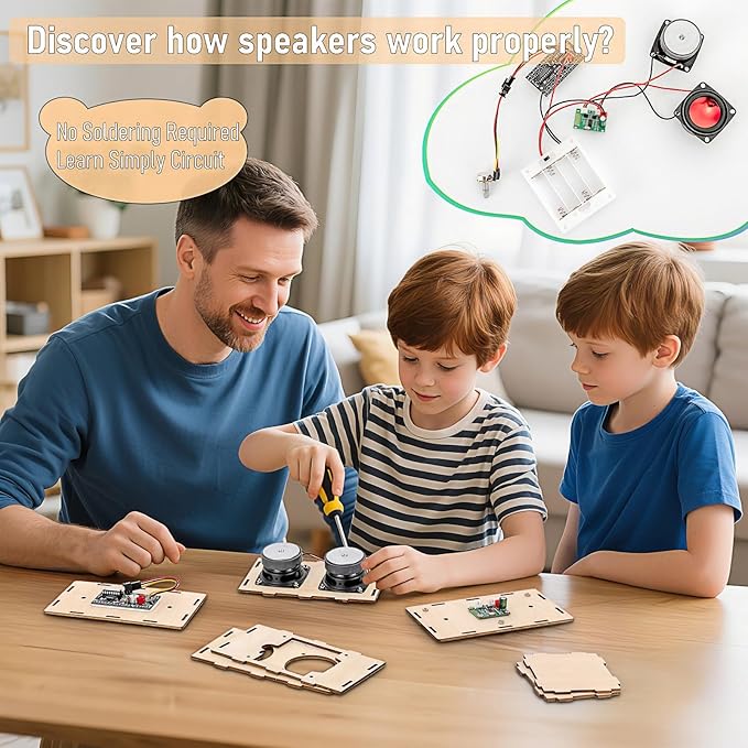 DIY Bluetooth Speaker Kit - STEM Projects for Kids & Adults Age 8-12-16, Build Portable Speaker with LED Light, Science Experiment Electronics Set, Birthday Gifts for 9 10 11 13 14 Year Old Boy & Girl