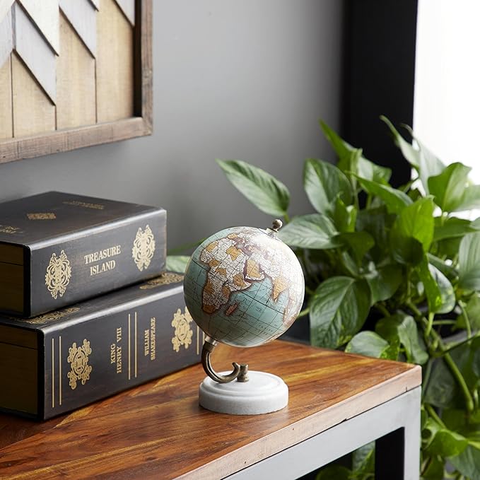 Deco 79 Marble Globe with Marble Base, 5' x 5' x 8', Teal