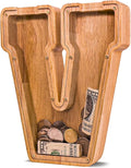 Wooden Letter Piggy Bank for Kids Larger Letter Piggy Bank for Boys and Girls Personalized Piggy Bank Initial Coin Bank Wood Kids Money Bank for Birthday and Festival