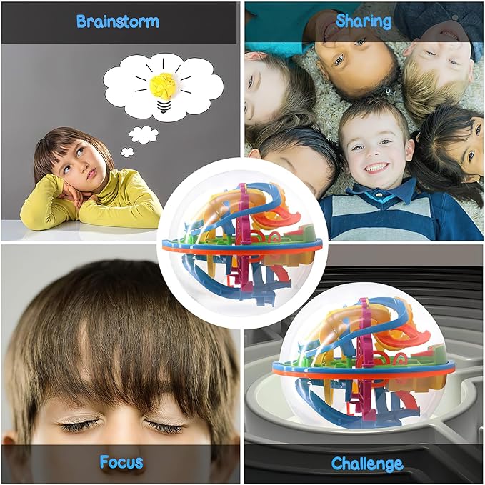 3 Otters 3D Maze Ball, Brain Teaser Puzzle Ball for Boys Maze Sphere Game Education Toy for Gifts Classroom Prize