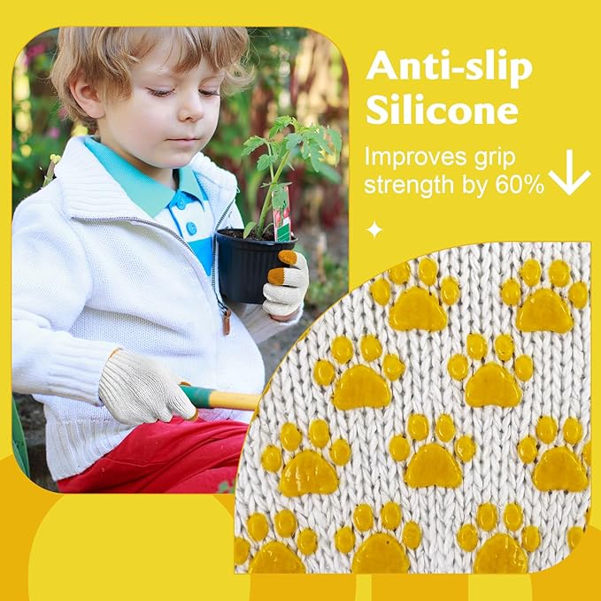 MIG4U Kids Gardening Gloves with Touchscreen Fingers, Anti-Slip Grips, Latex-Free for Ages 3-12, Durable for Outdoor Play
