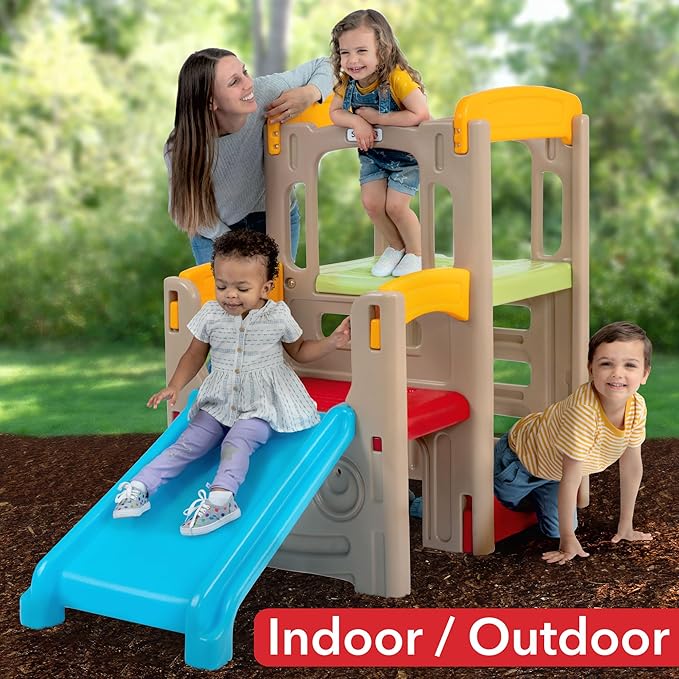 Simplay3 Young Explorers Adventure Climber and Slide - Indoor Outdoor Backyard Playset for Toddlers and Kids