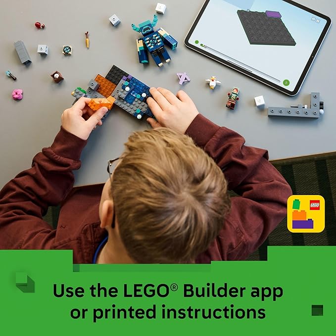 LEGO Minecraft The Warden Encounter Kids Toy - Collectible Building Set for Boys and Girls 7+- with Silent Ranger Minifigure - Stocking Stuffers Gift for Christmas - 21274