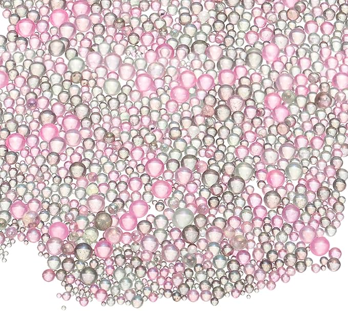 Iridescent Glass Tiny Bubble Beads, 0.4-3mm 10g No Hole Micro Mini Round Gray Pink Water Droplets Beads - Applications: for Resin Filler, Nail Art, Dollhouse Bath Tub