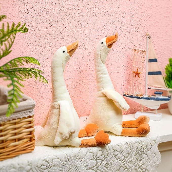 Sosation 3 Pieces 23.6'' Silly Goose Plush Stuffed Animal Toy, Swan Stuffed Animal, White Fluffy Cute Goose Funny Duck Plush Swan Toys Gifts for Home Birthday Favor