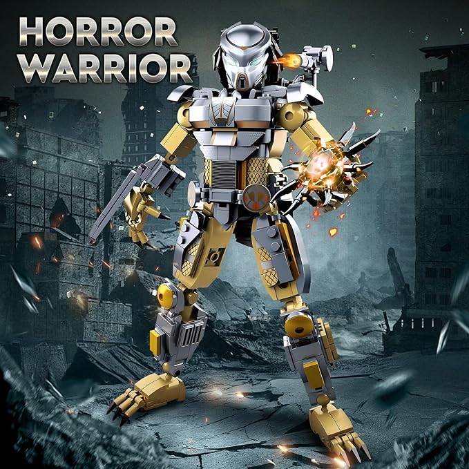 HIGH GODO Xenomorph Warrior Building Sets for Adult,556 Pieces Horror Action Figure Toy with Special Weapons,Gifts for Teens Aged 14+, Perfect for Birthdays, Christmases, Halloweens
