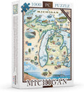 Michigan Map Cardboard Jigsaw Puzzle - 1000 Pieces, Hand-Illustrated - Educational, Family Activity, Ages 7+, Includes Poster - 25.4 x 19.8