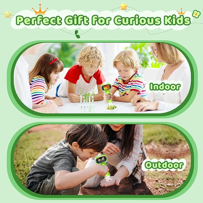 Pocket Microscope for Kids with 2inch IPS Screen, Leipan 16MP Digital Microscope 1000X, 1080P Mini Microscope with 8 LEDs, Compatible with PC, Includes 8GB Card