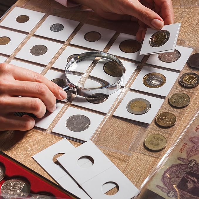 MUDOR 200 Pack Upgraded Premium Coin Flips for Quarter, Cardboard Coin Holder, Mylar Coin Flips 2x2, Paper Coin Holders