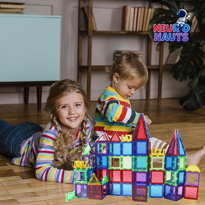 Magnetic Tiles & Blocks | Fun Montessori Toys for Kids | Build, Learn & Explore STEM | Creative Educational Magnetic Blocks for Boys & Girls Ages 3+ | Safe & Durable