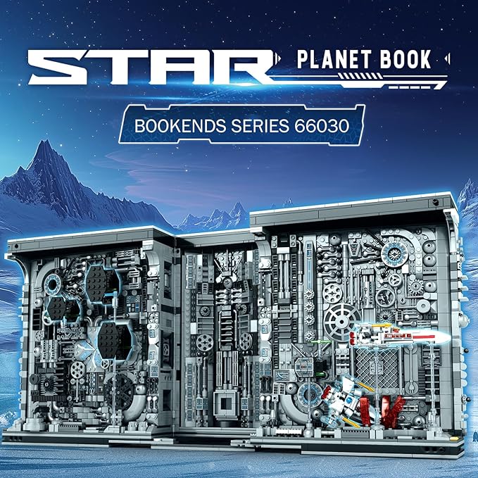 Reobrix Bookend Building Set with Light, Star Planet Book Nook Building Kit 66030, Bookshelf Home Decor, 2879 PCS Booknook Model Toy Kit, Gift for Adults