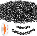 Letter Beads, DECYOOL Acrylic Alphabet Beads with 1 Roll Elastic String for Bracelet Necklace Jewelry Making Supplies (Black White)